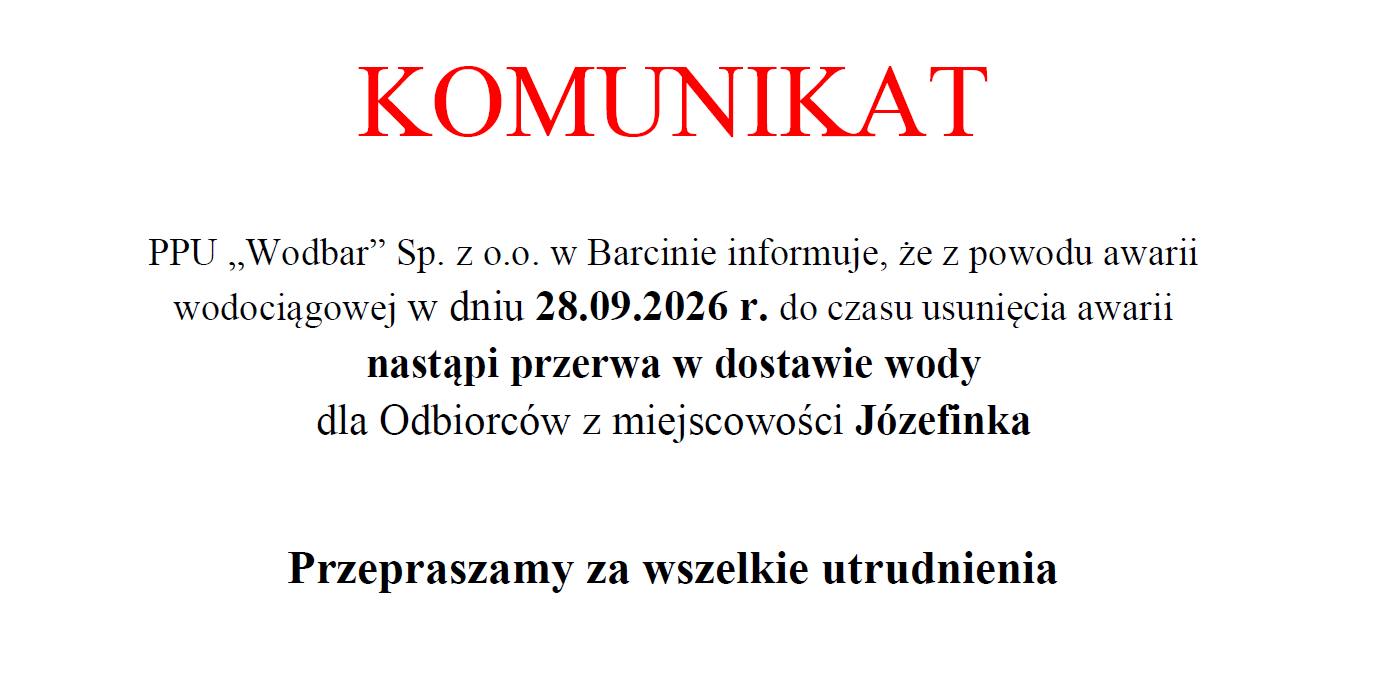 Zdjęcie: Przerwa w dostawie wody w m. Józefinka